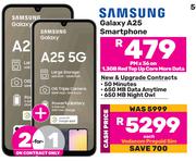 2 x Samsung Galaxy A25 Smartphone-On 1.3GB Red Top Up Core More Data