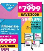 Samsung 152cm (60") Crystal UHD 4K TV UA60DU7000KX