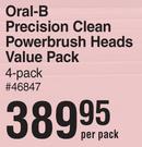 Oral-B Precision Clean Powerbrush Heads Value Pack 4 Pack-Per Pack