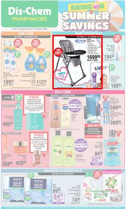 Dis-Chem : Bring On Summer Savings (15 September - 16 October 2022), page 1