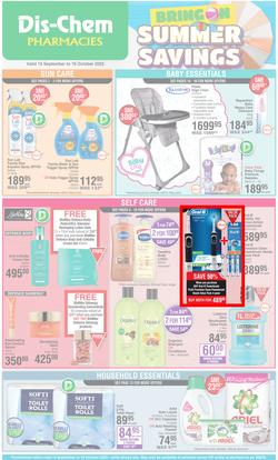 Dis-Chem : Bring On Summer Savings (15 September - 16 October 2022), page 1