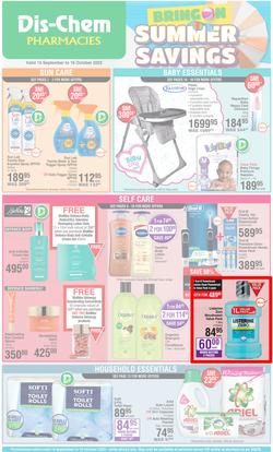 Dis-Chem : Bring On Summer Savings (15 September - 16 October 2022), page 1