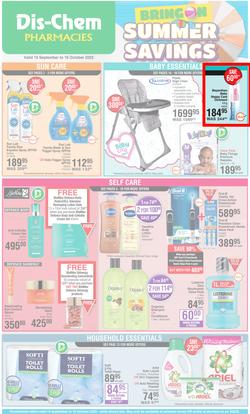 Dis-Chem : Bring On Summer Savings (15 September - 16 October 2022), page 1