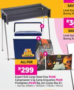 ExpertGrillLargeSteelCharPlusCampmaster4KgCampBriquettesPlusFirelightersPlusBigJimCoolerBox8L-ForAll