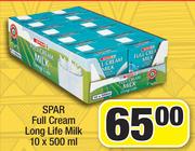 Spar Full Cream Long Life Milk-10 x 500ml