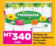 Twinsaver 15 Rolos de papel higiênico de 1 folha-cada