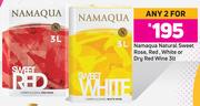 Namaqua Natural Sweet Rose, Red, White or Dry Red Wine 3L- For Any 2