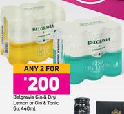Belgravia Gin & Dry Lemon or Gin & Tonic 6 x 440ml- For Any 2