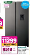 Hisense 508L Side By Side Fridge Freezer H670SIT-WD