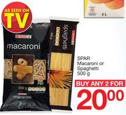 Spar Macaroni Or Spaghetti-For Any 2 x 500g
