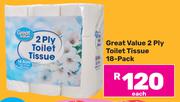 Great Value 2 Ply Toilet Tissue 18 Pack-Each
