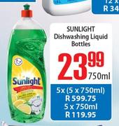 Sunlight Dishwashing Liquid Bottles-5 x (5 x 750ml)