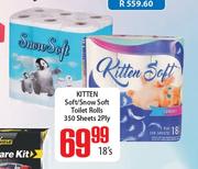 Kitten Soft/Snow Soft Toilet Rolls 350 Sheets 2 Ply-18's