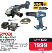 Ryobi 18V Drill & Grinder Kit KIT-446-Per Kit
