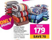 3-Piece Queen Comforter Set Assorted Designs 