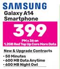 Samsung Galaxy A14 Smartphone-On 1.2GB Red Top Up Core More Data