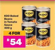 Koo Baked Beans In Tomato Sauce-For 4 x 400g