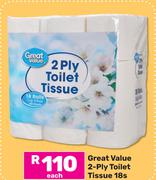 Great Value 2 Ply Toilet Tissue Rolls-Each