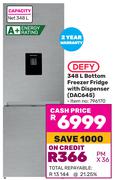 Defy 348L Bottom Freezer Fridge With Dispenser DAC645