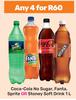 Coca-Cola No Sugar, Fant, Sprite Or Stoney Soft Drink-For Any 4 x 1Ltr