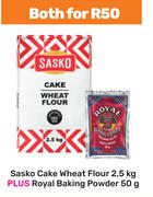 Sasko Cake Wheat Flour 2.5kg Plus Royal Baking Powder 50kg-For Both