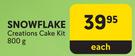 Snowflake Creations Cake Kit-800g Each