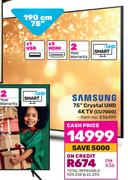 Samsung 75" (190cm) Crystal UHD 4K TV CU7000