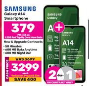 2 x Samsung Galaxy A14 Smartphone-On 1.2GB Red Top Up Core More Data