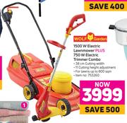 Wolf Garden 1500 W Electric Lawnmower Plus 750 W Electric Trimmer Combo