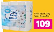 Great Value 2 Ply Toilet Tissue-18s Pack
