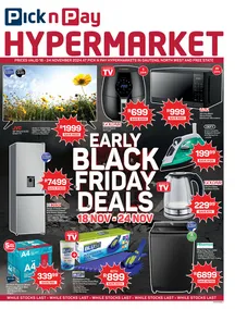 Pick n Pay Hypermarket Gauteng, North West & Free State : Hyper Early Black Friday Specials (18 November - 24 November 2024 While Stocks Last)