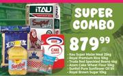 Itau Super Maize Meal 25Kg,Royal Premium Rice 10Kg,Truda Red Speckled Beans 4Kg-Combo