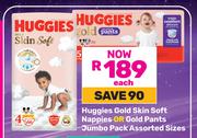 Huggies Gold Skin Soft Nappies Or Gold Pants JP Assorted Sizes-Each