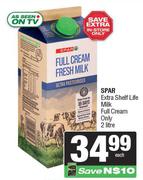 Spar Extra Shelf Life Milk Full Cream Only-2L Each