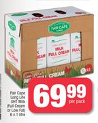 Fair Cape Long Life UHT Milk(Full Cream Or Low Fat)-6 x 1ltr Per Pack