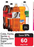 Coke, Fanta, Sprite Or Stoney Zero Sugar-For 4 x 2L
