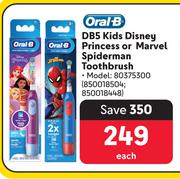 Oral-B DB5 Kids Disney Princess Or Marvel Spiderman Toothbrush-Each