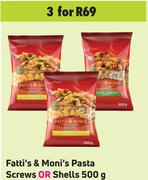 Fatti's & Moni's Pasta Screws Or Shells-For 3 x 500g