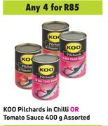 Koo Pilchards In Chilli Or Tomato Sauce Assorted-For 4 x 400g
