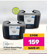 Mainstays 4-Pack Glazed Mugs-For 2