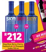 Skyy Blue, Berry, Cherry, Passionfruit Or Pineapple Vodka-750ml Each