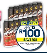 Punch Energy Drink Cans Assorted-Any 12 x 500ml 