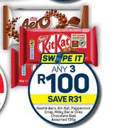 Nestle Aero,Kitkat,Peppermint Crisp,Milky Bar Or Oreo Chocolate Slab Assorted-Any 3 x 135g
