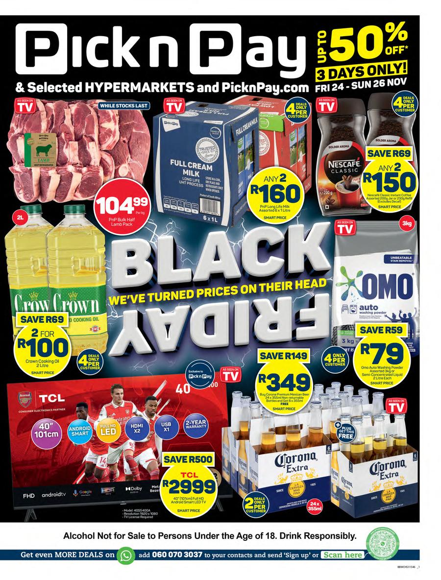 Pick n Pay Western Cape : Black Friday Specials (24 November - 26