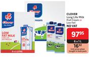 Clover Long Life Milk Full Cream Or Low Fat-6 x 1L