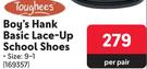 Toughees Boy's Hank Basic Lace Up School Shoes Size 9-1-Per Pair