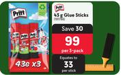 Pritt Glue Sticks-3 x 43g