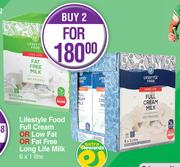 Lifestyle Food Full Cream Or Low Fat Or Fat Free Long Life Milk-2 x 6 x 1L