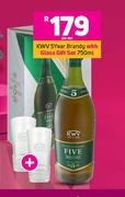 KWV 5 Year Brandy 750ml With Glass Gift Set-Per Set