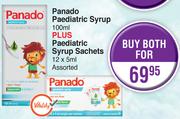Panado Paediatric Syrup 100ml Plus Paediatric Syrup Sachets 12x5ml- For Buy Both